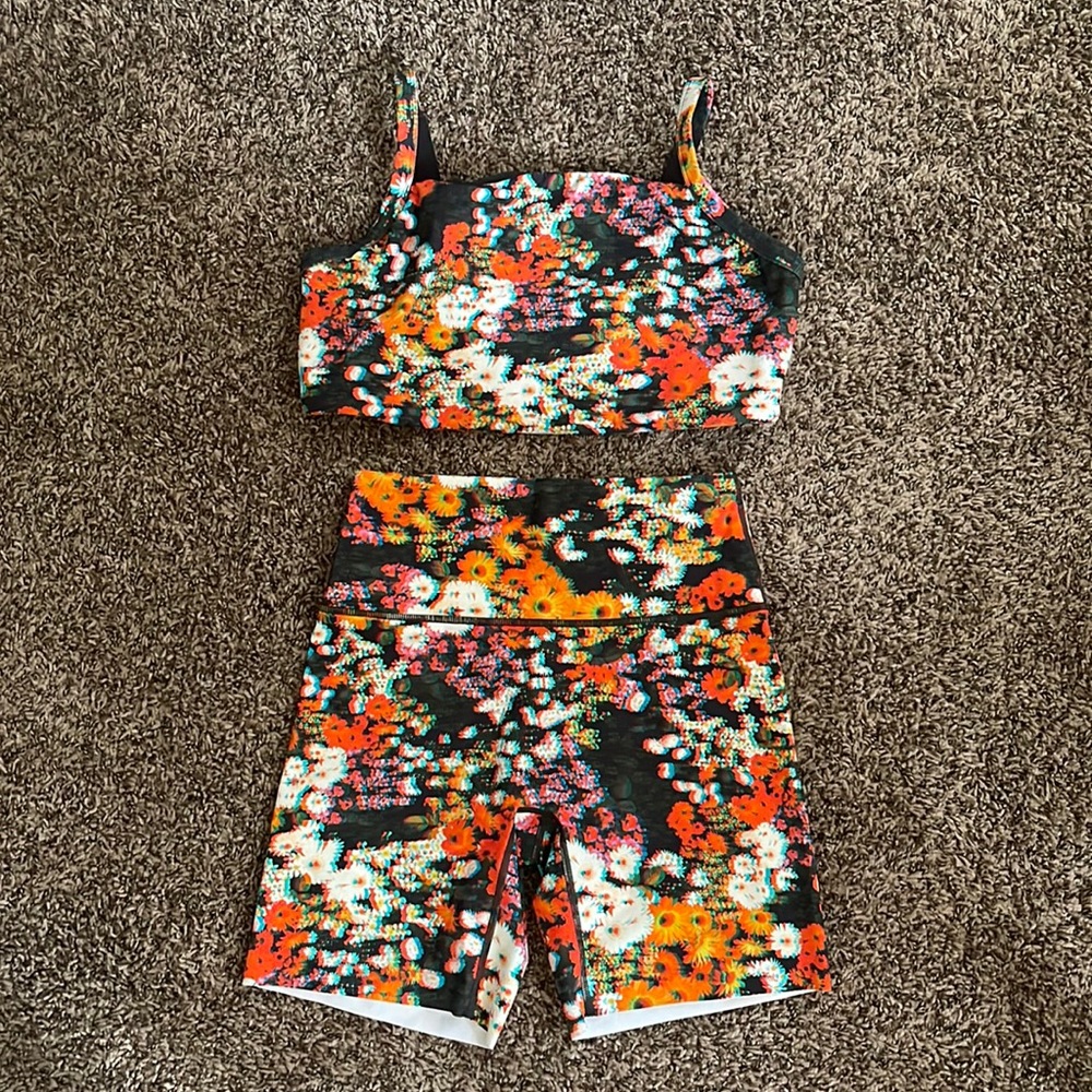 OFFLINE by Aerie Biker Short + Sports Bra Set / L Bottom + XL Bra